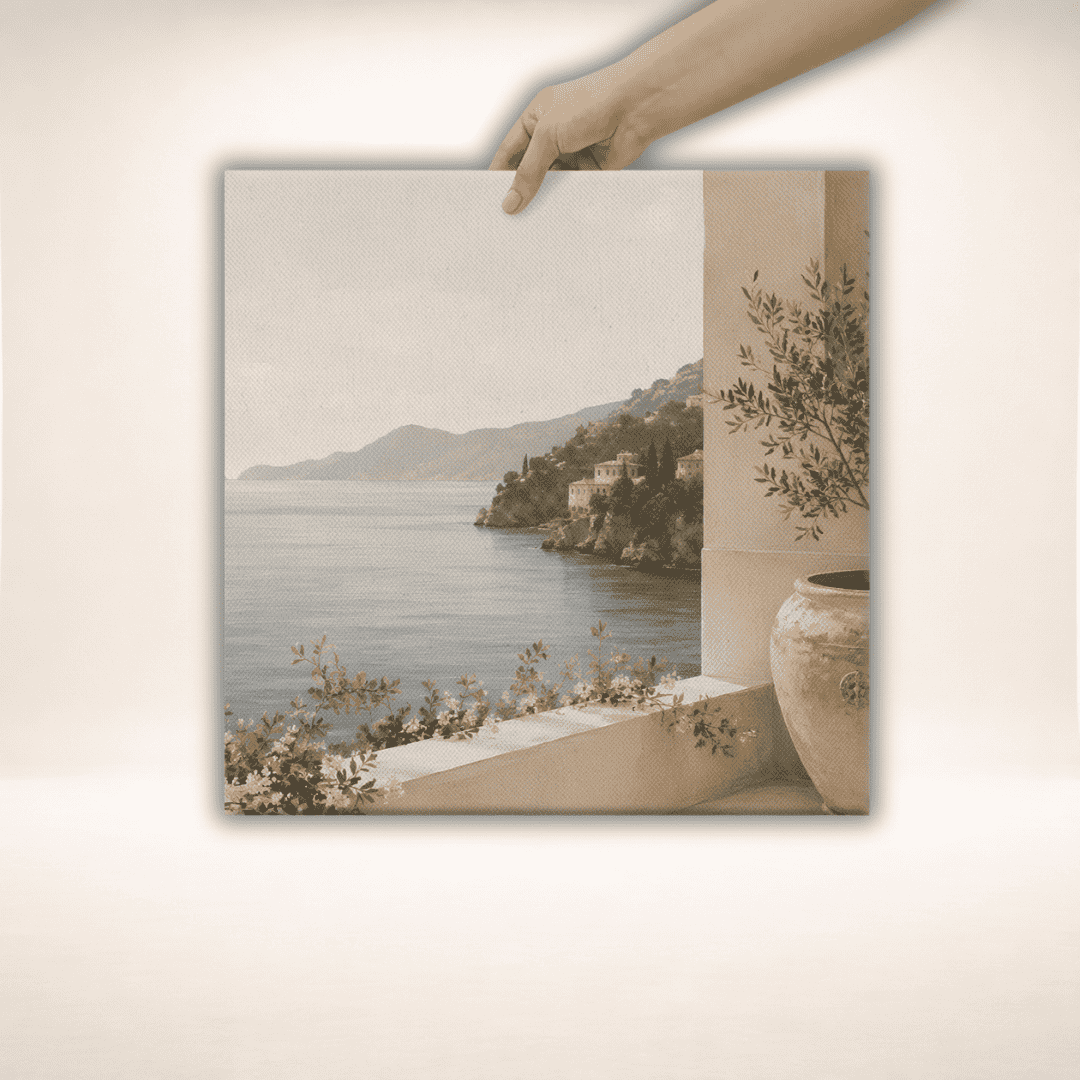 Amalfi Stillness Canvas Print von Juliet 1496 mit Küstenmotiv im großen Querformat