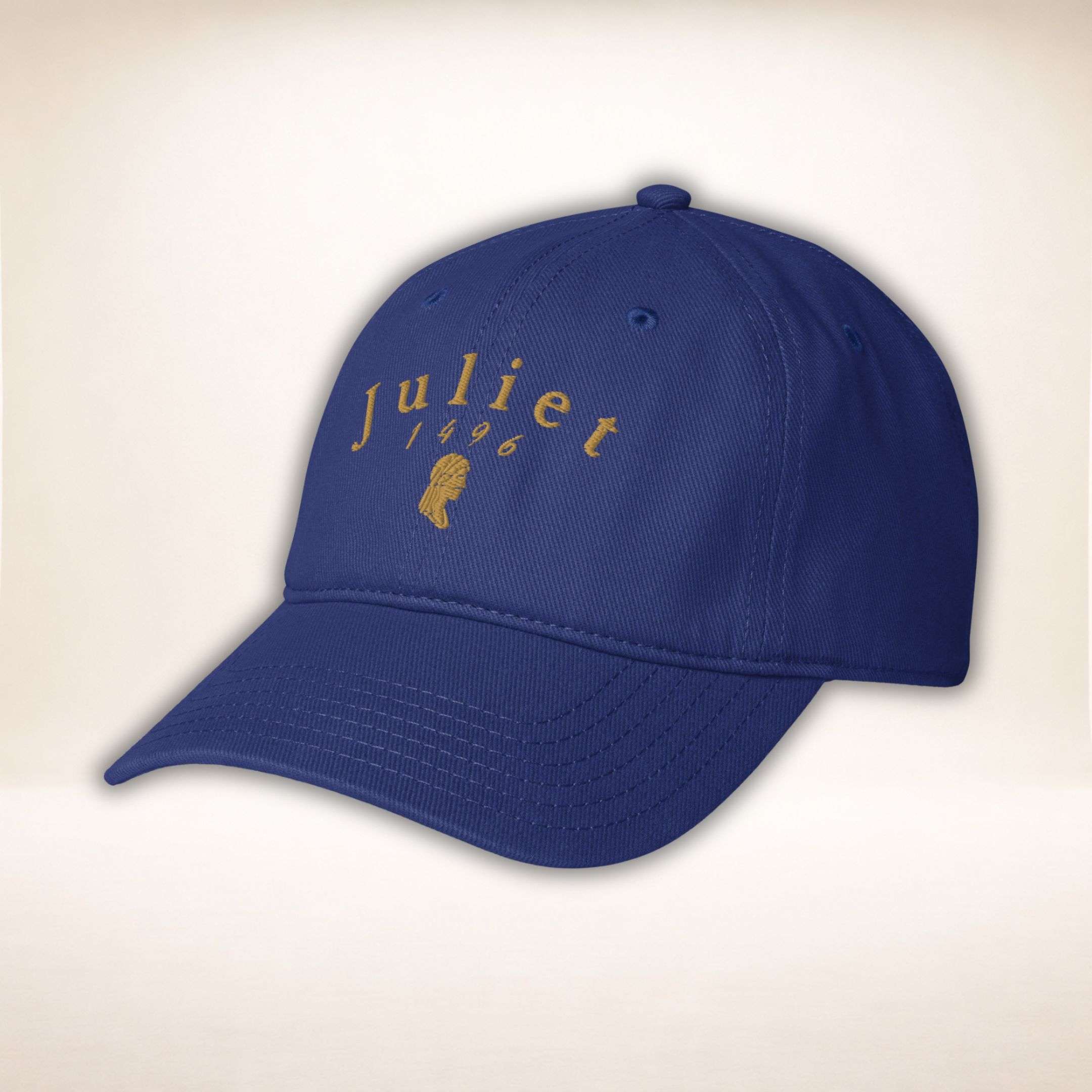 Juliet Silhouette Cap in Königsblau mit goldener Stickerei