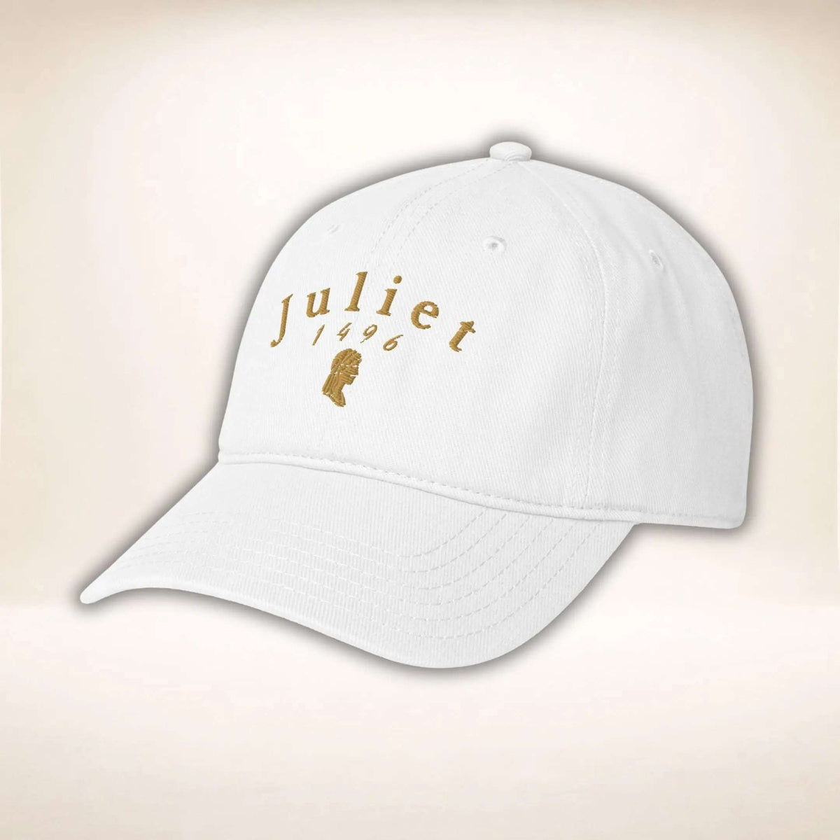 Juliet Silhouette Cap in Weiß mit goldener Stickerei