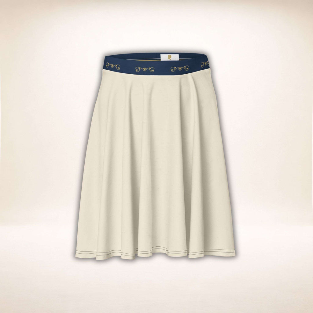 Juliet Casa Aurelia Skirt in Creme mit dunkelblauem Bund, Vorderansicht