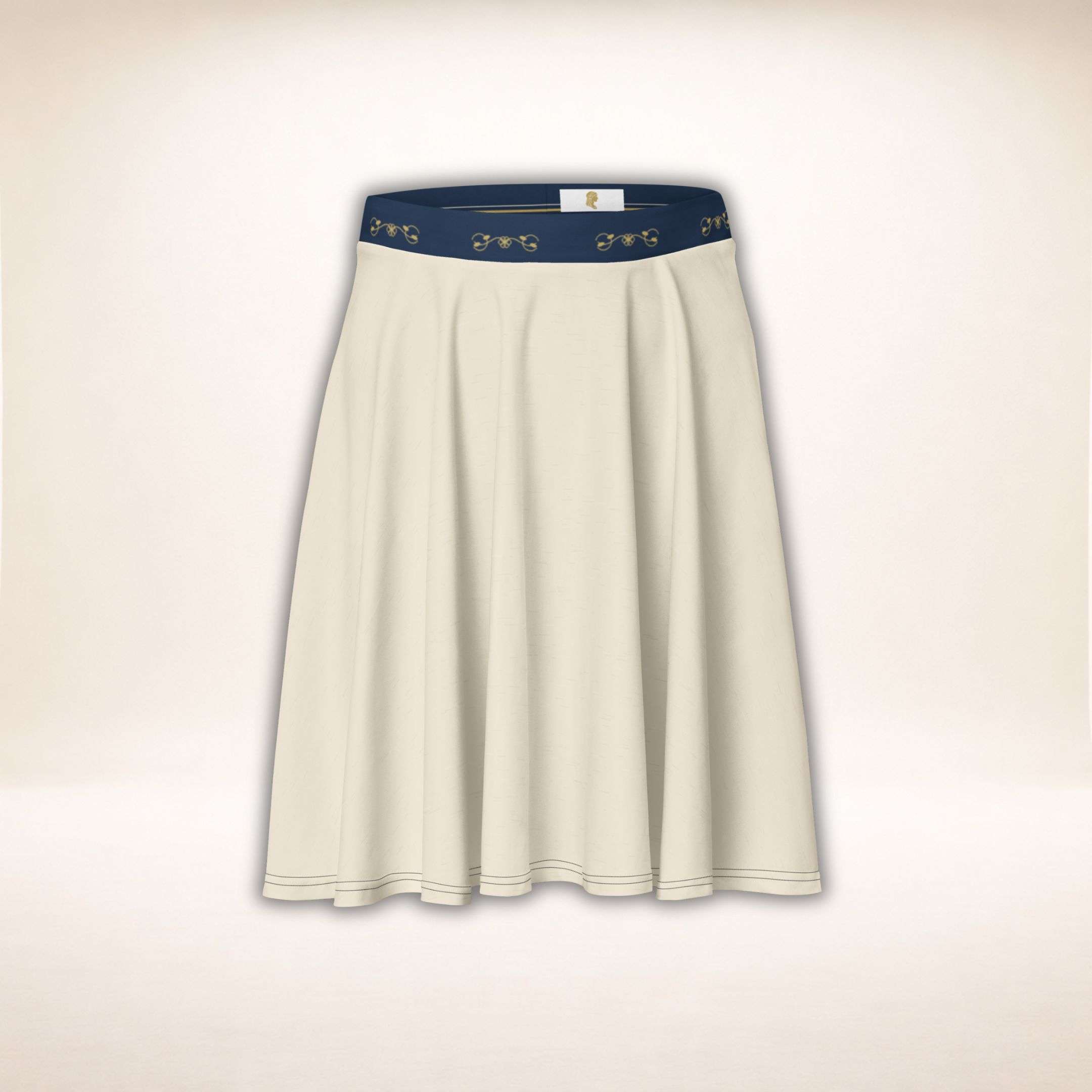 Juliet Casa Aurelia Skirt in Creme mit dunkelblauem Bund, Vorderansicht