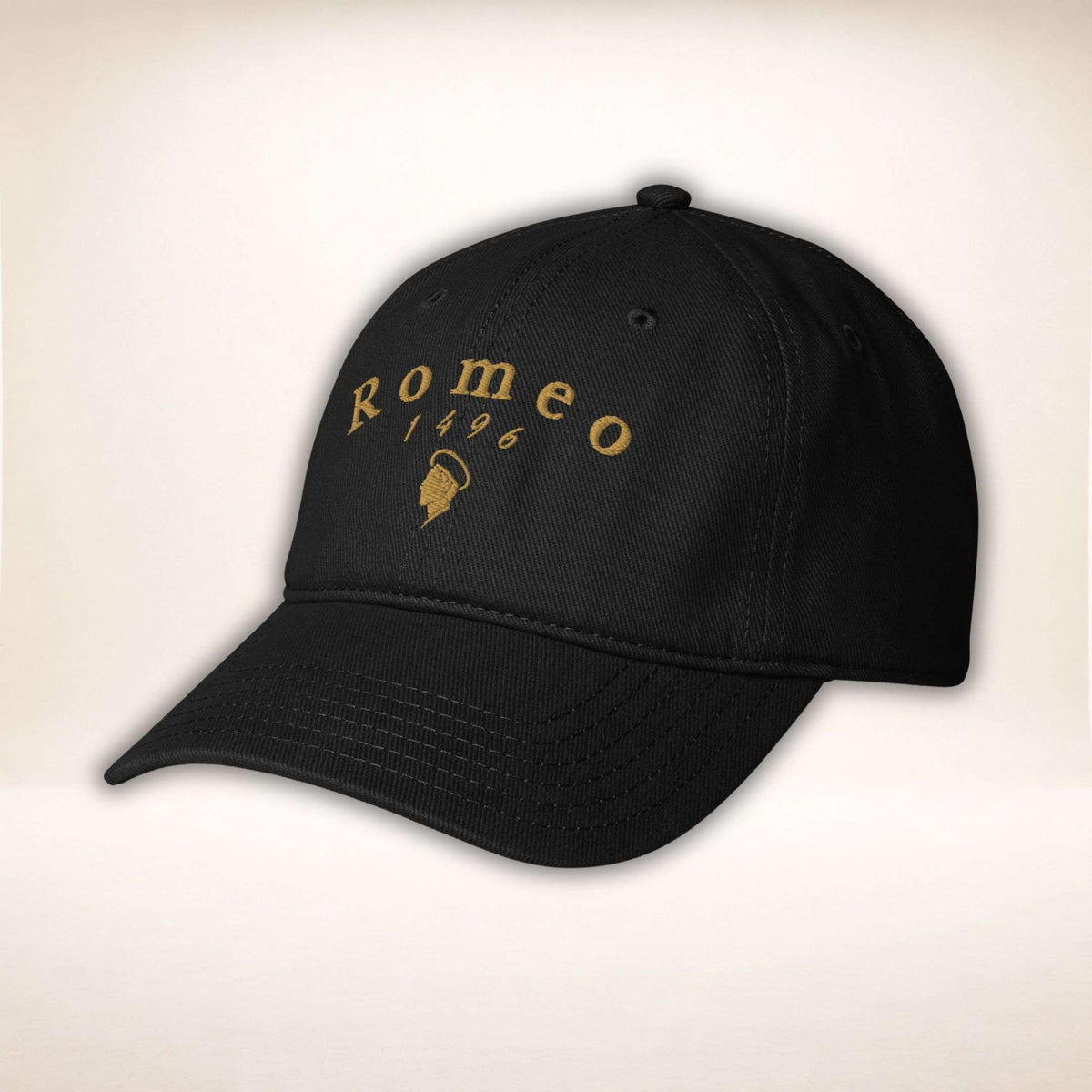 Romeo Silhouette Cap in Schwarz mit goldfarbener Stickerei