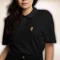 Juliet Silhouette Poloshirt in Schwarz mit goldfarbener Juliet-Stickerei