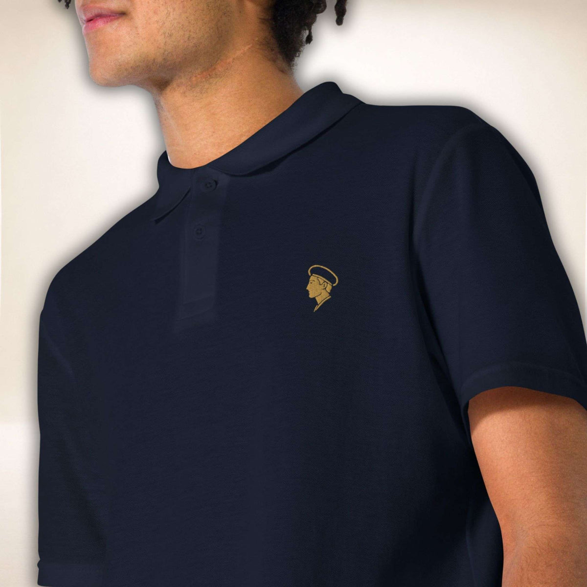 Romeo Silhouette Poloshirt in Navy mit goldfarbener Romeo-Stickerei