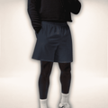 Unisex Baumwoll Shorts Navy Blue, getragen in Vorderansicht