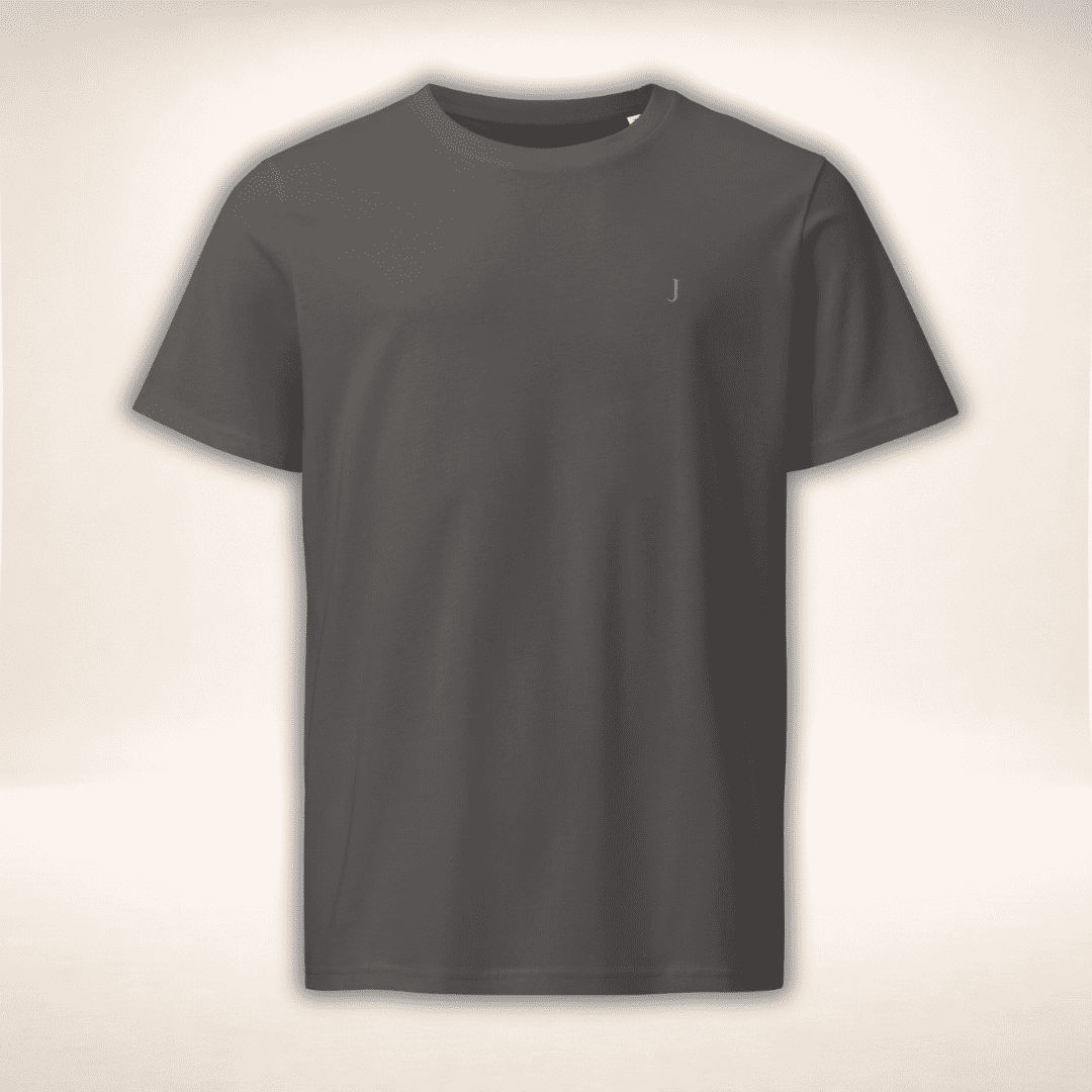 Club Juliet Bio T-Shirt in Anthrazit mit kleinem goldfarbenem J