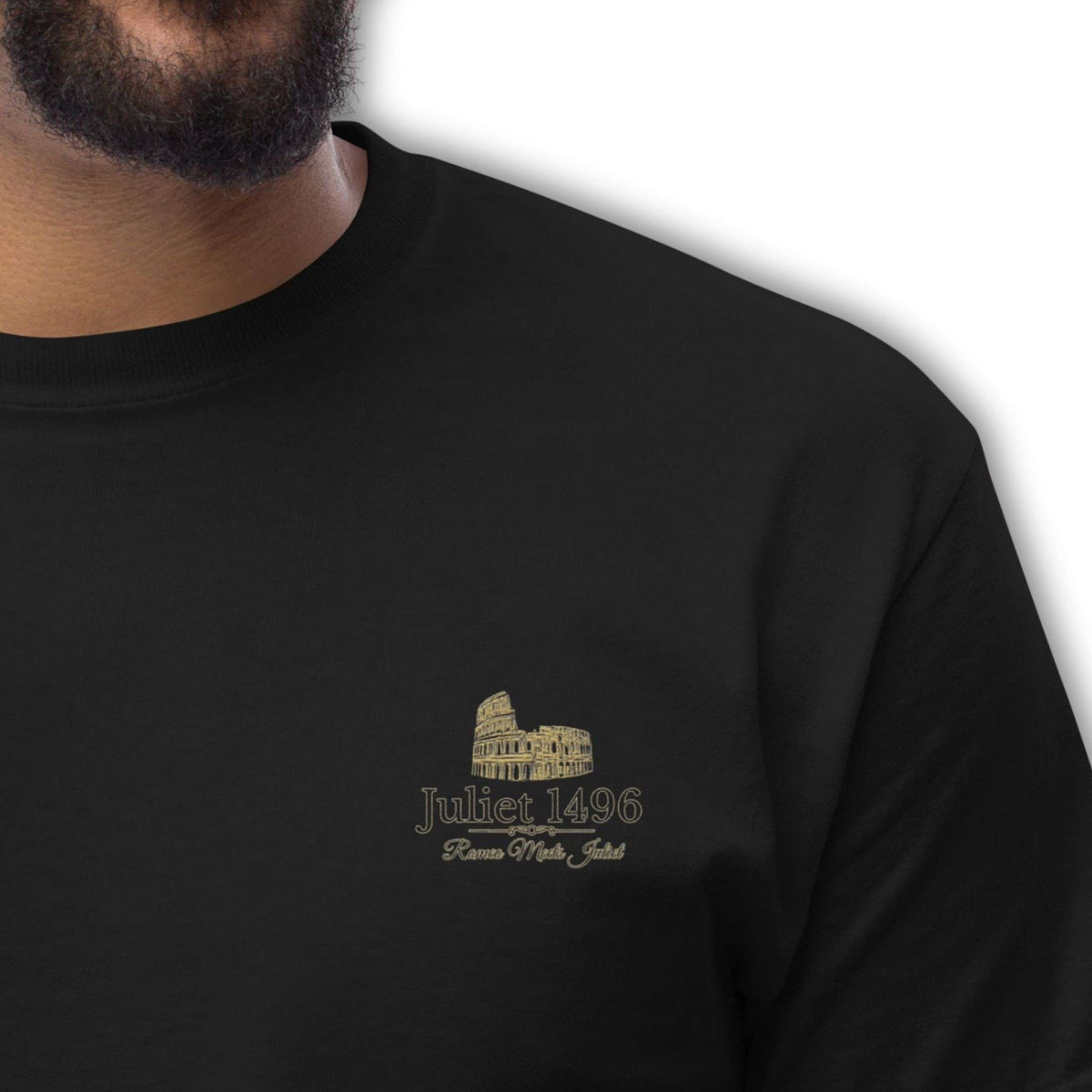 Colosseo Logo T-Shirt in Schwarz mit kleinem Kolosseum-Logo auf der Brust