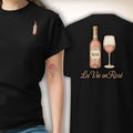 Rosé Royale T-Shirt in Schwarz, Vorder- und Rückseite