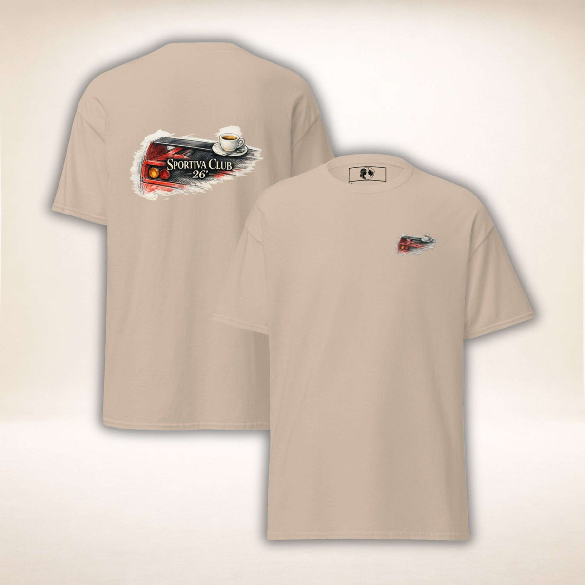Sportiva Club 26 T-Shirt in Beige, Vorder- und Rückseite