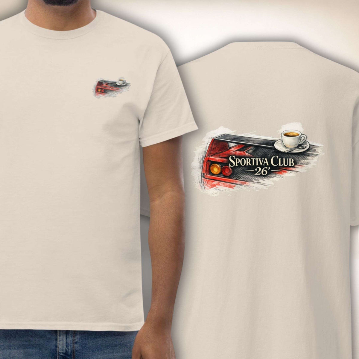 Sportiva Club 26 T-Shirt in Naturweiß, Vorder- und Rückseite